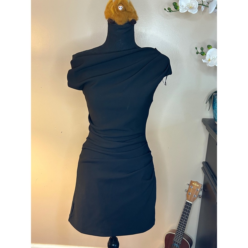 Dynamite Off-Shoulder Ruched Mini Dress Jet Black Size XS NWT